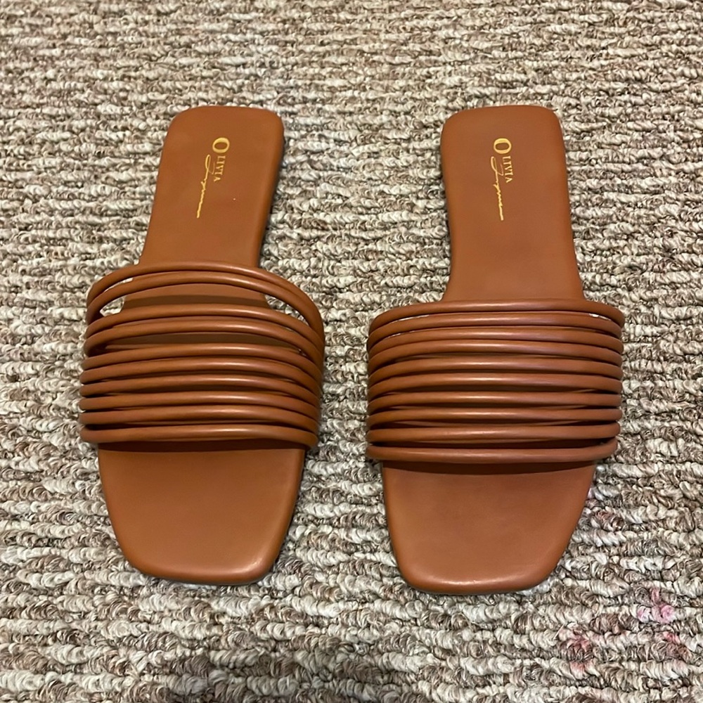 Brown slip on sandals